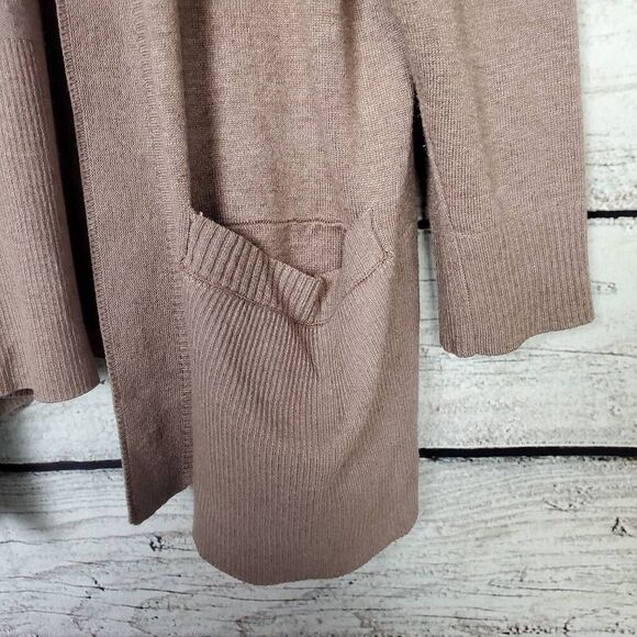 Spense Woman Taupe Open Front Cardigan Plus Size 1X Long Sleeve Pockets - Picture 3 of 6